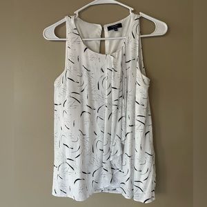 Kaari Blue White with Black Tank Blouse Size XS